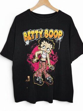 Betty Boop Distressed Look T Shirt Women Punk Ska Style Print 2X